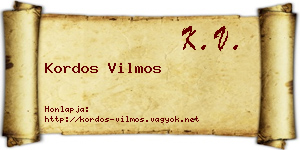 Kordos Vilmos névjegykártya