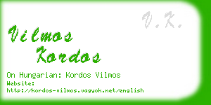 vilmos kordos business card